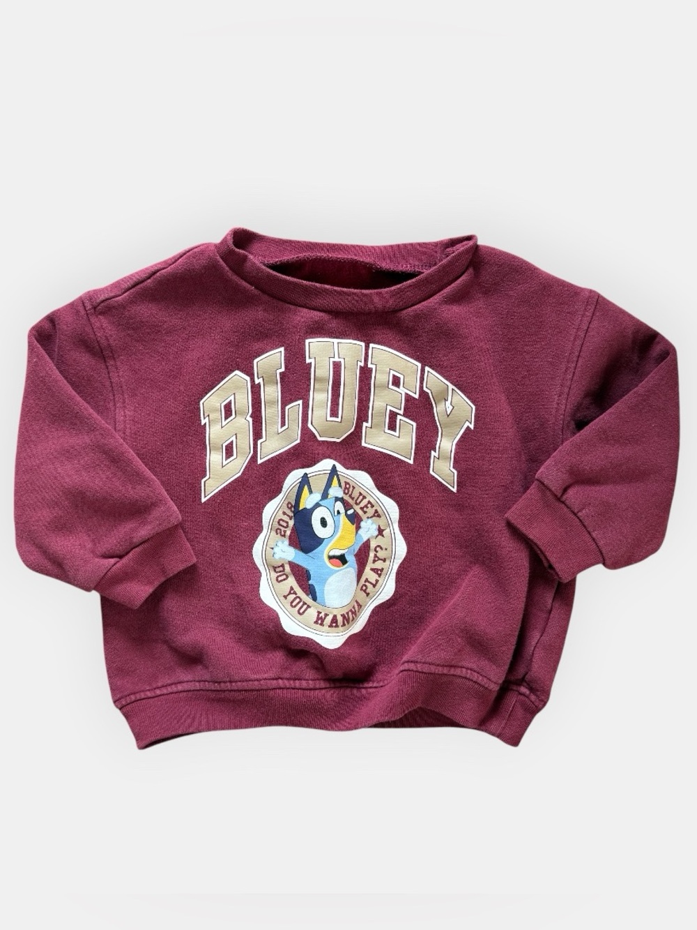 Gap Kids Bluey Maroon Sweatshirt Toddler Crewneck VintageSoft Fleece Pullover 3T